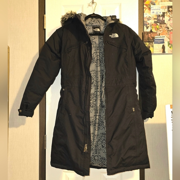 The North Face womens size S/P Arctic parka Goose Down HyVent black zip hooded - Picture 1 of 11